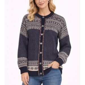 Vintage 90s Dale Of Norway Fair Isle Cardigan Sweater Pure New Wool Size XXL